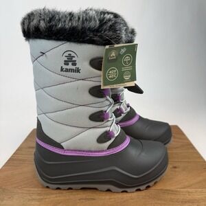 New Kids Kamik Snow Angel Gray Waterproof Insulated Snow Winter Boots Size 4 Y